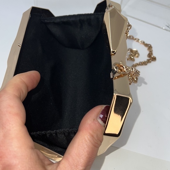 Rose Gold Metal Geometric Box Clutch Shoulder Bag - Picture 4 of 10
